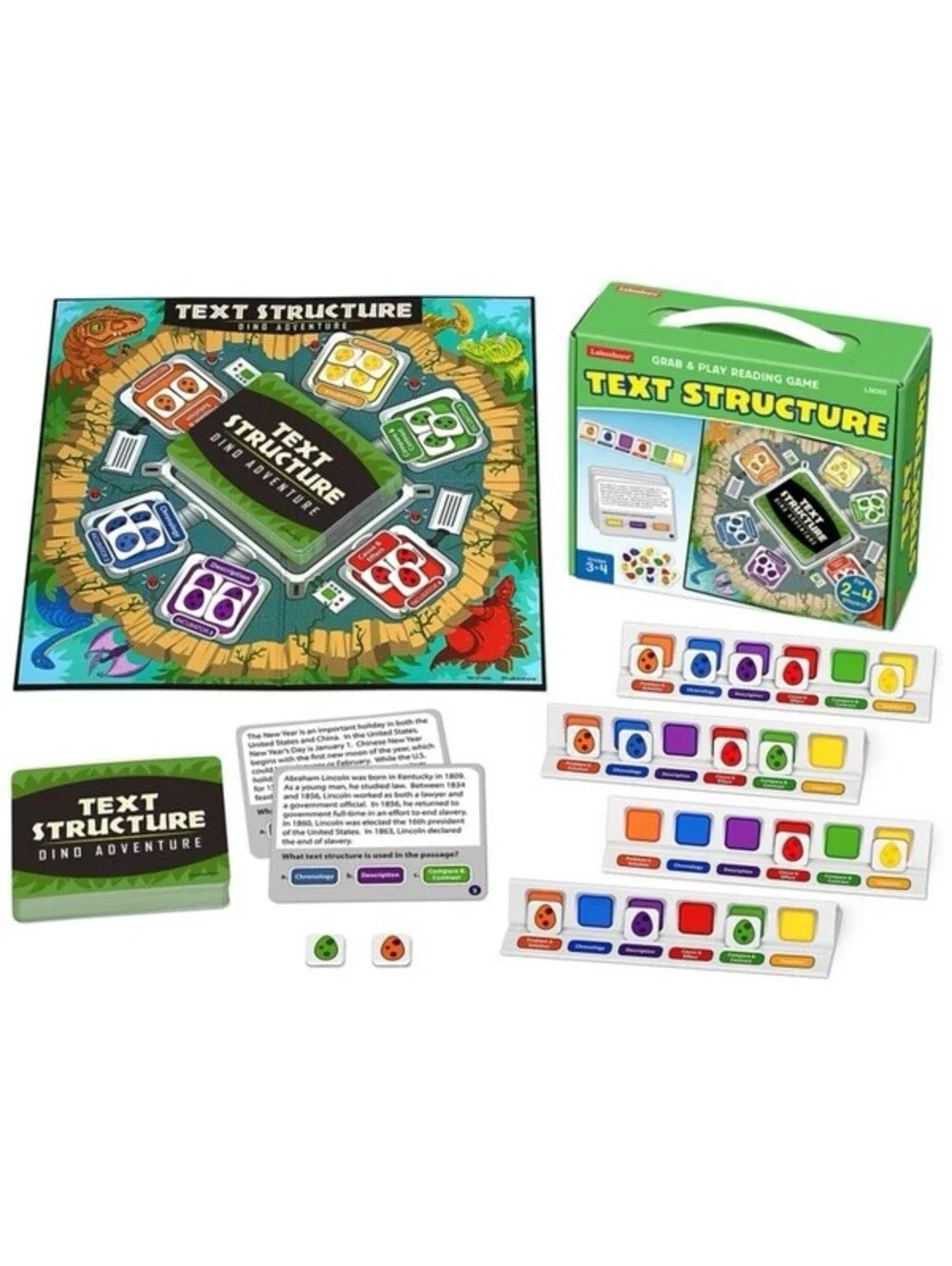 Lakeshore Text Structure Grab & Play Reading Game New Sealed, Dino Theme